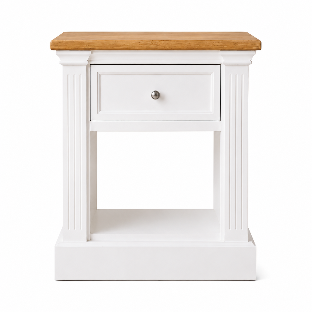 Hampton Deluxe Two Tone Side Table – White & Natural