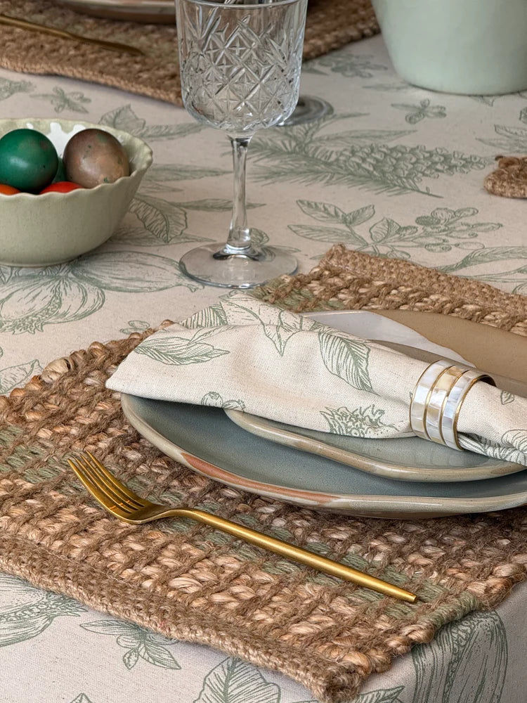 Poinsettia Olive/Flax Napkins – Set of 4
