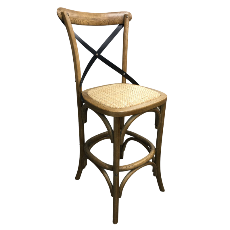 Industrial Crossback Counter Chair - Natural