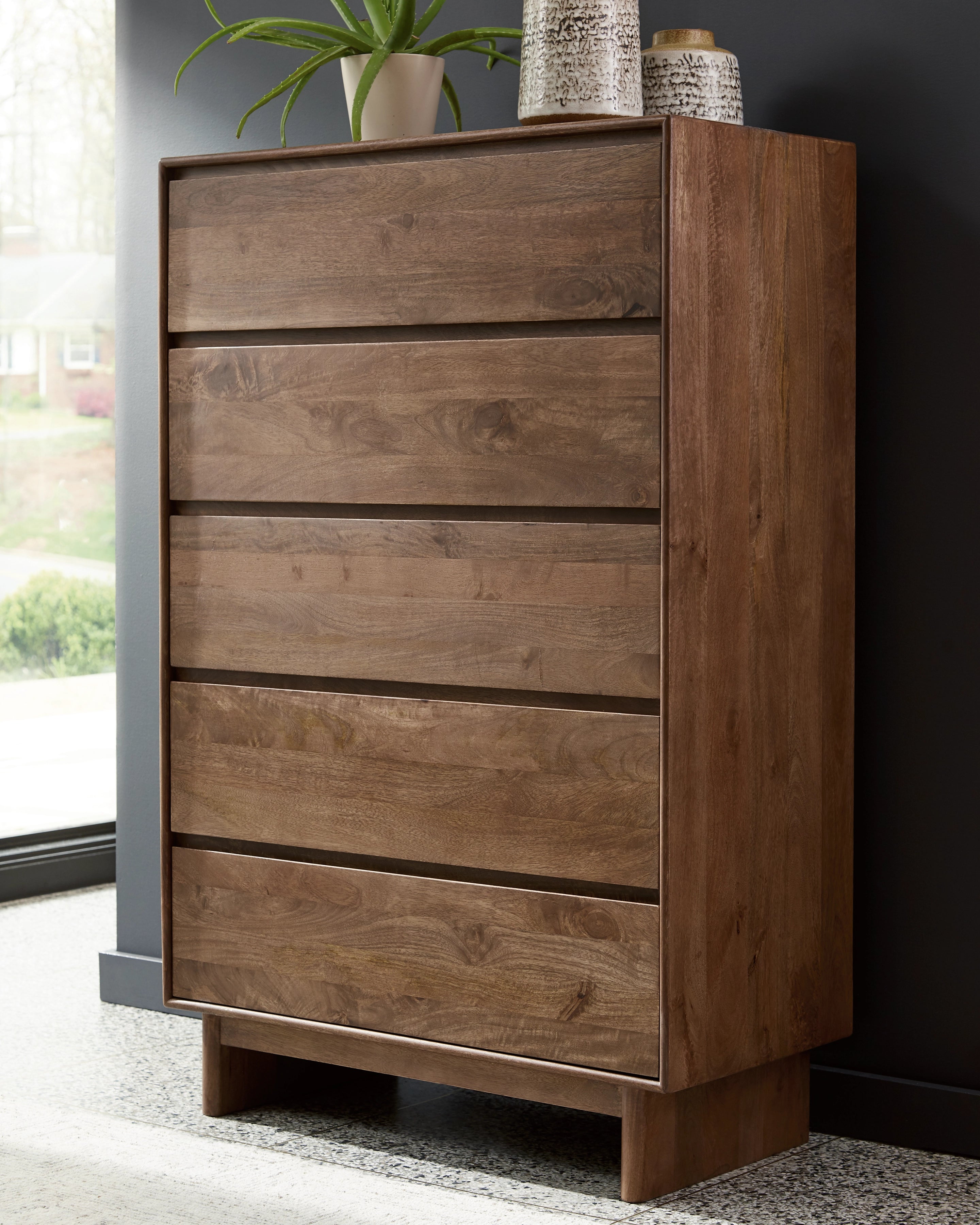 Isanti Tallboy Chest of Drawers - Light Brown