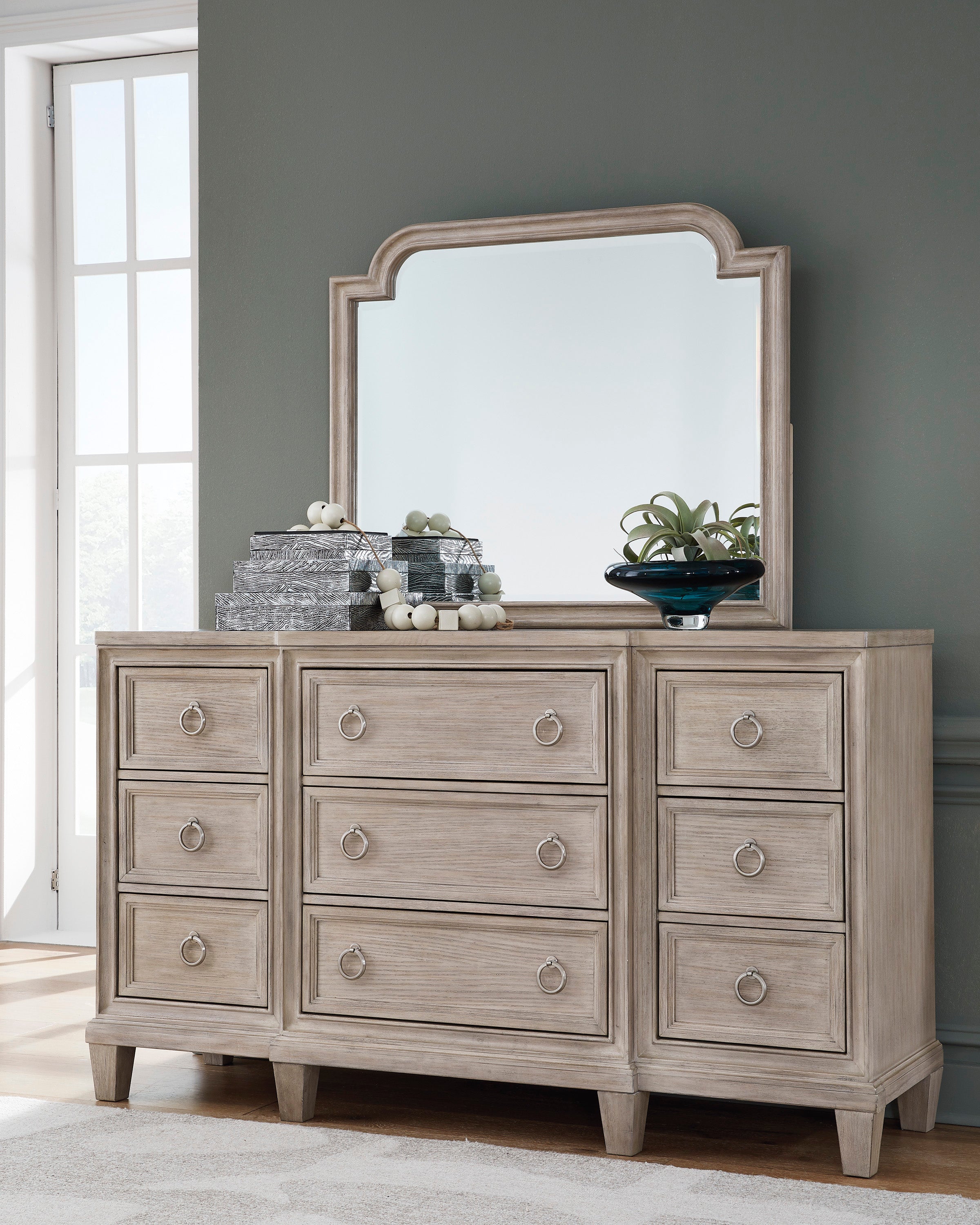 Jorlaina Bedroom Mirror - Light Grayish Brown