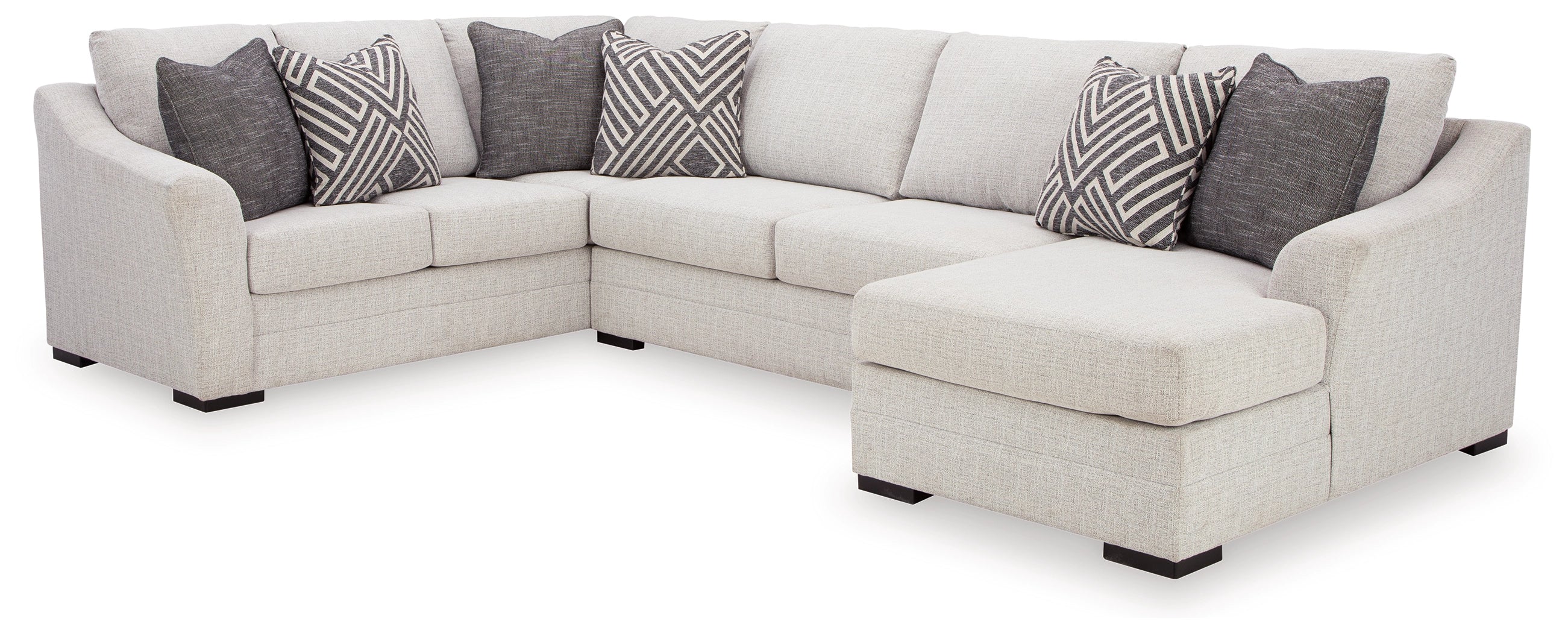 Koralynn 6 Seater Right Arm Facing Corner Chaise Stone Fabric