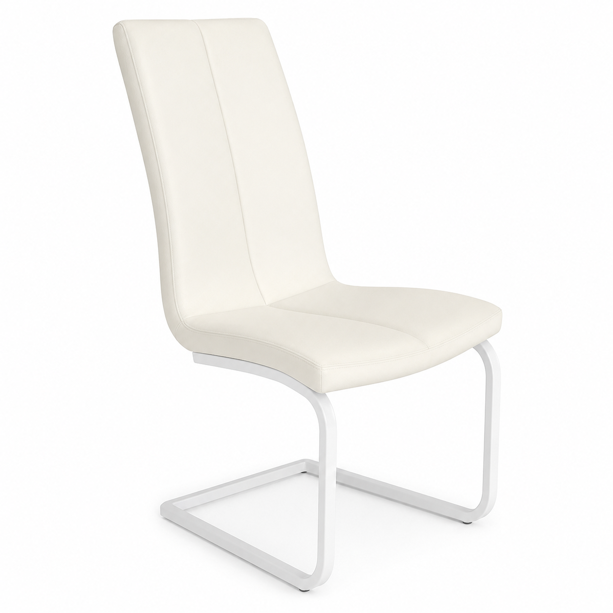Lennox White PU Dining Chair with White Metal Base