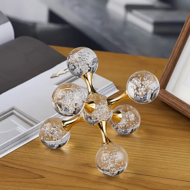 Luxury Geometric Metal Crystal Molecule Ball – Gold