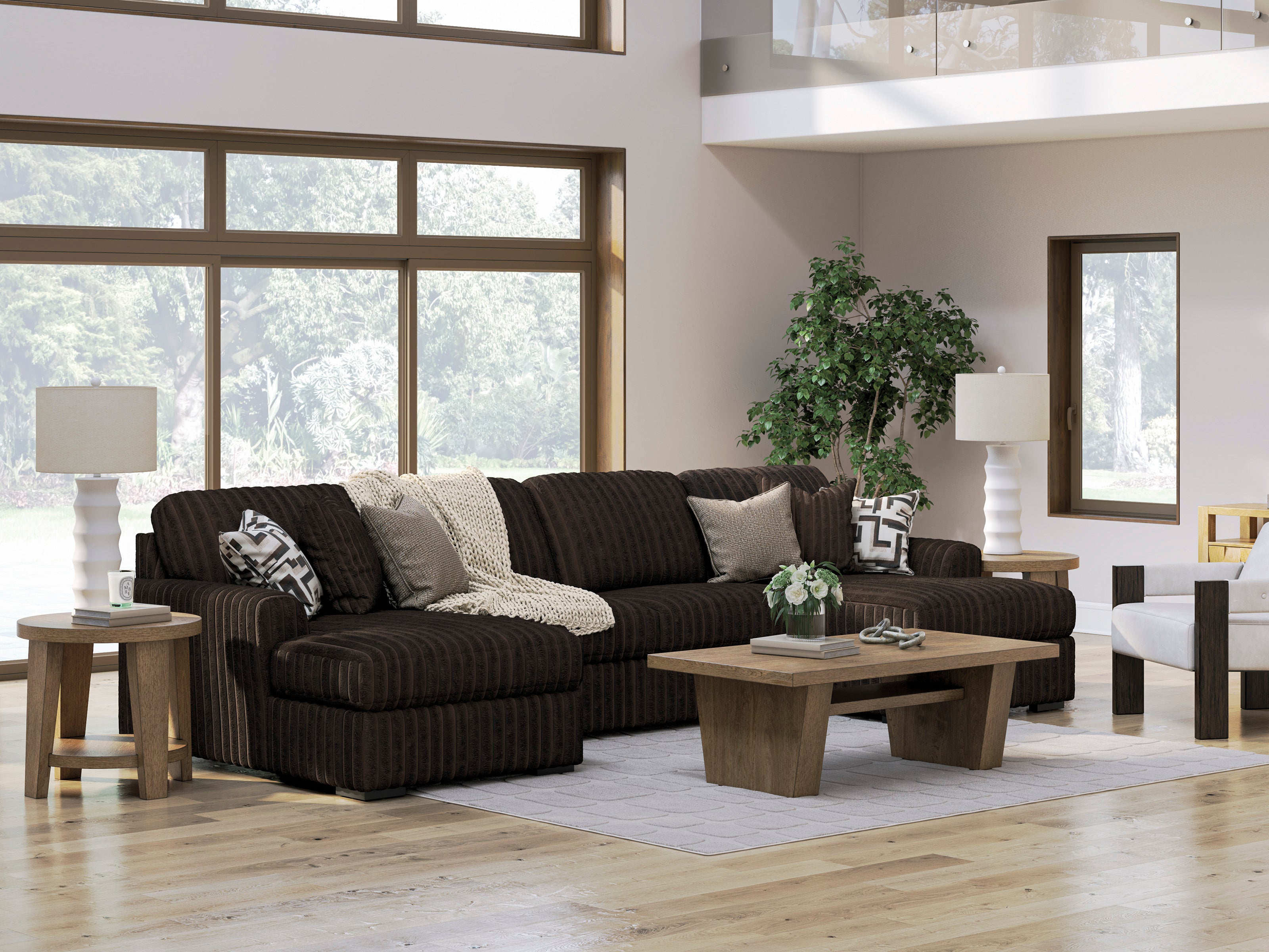 Midnight Madness 4 Seater Double Chaise Chocolate