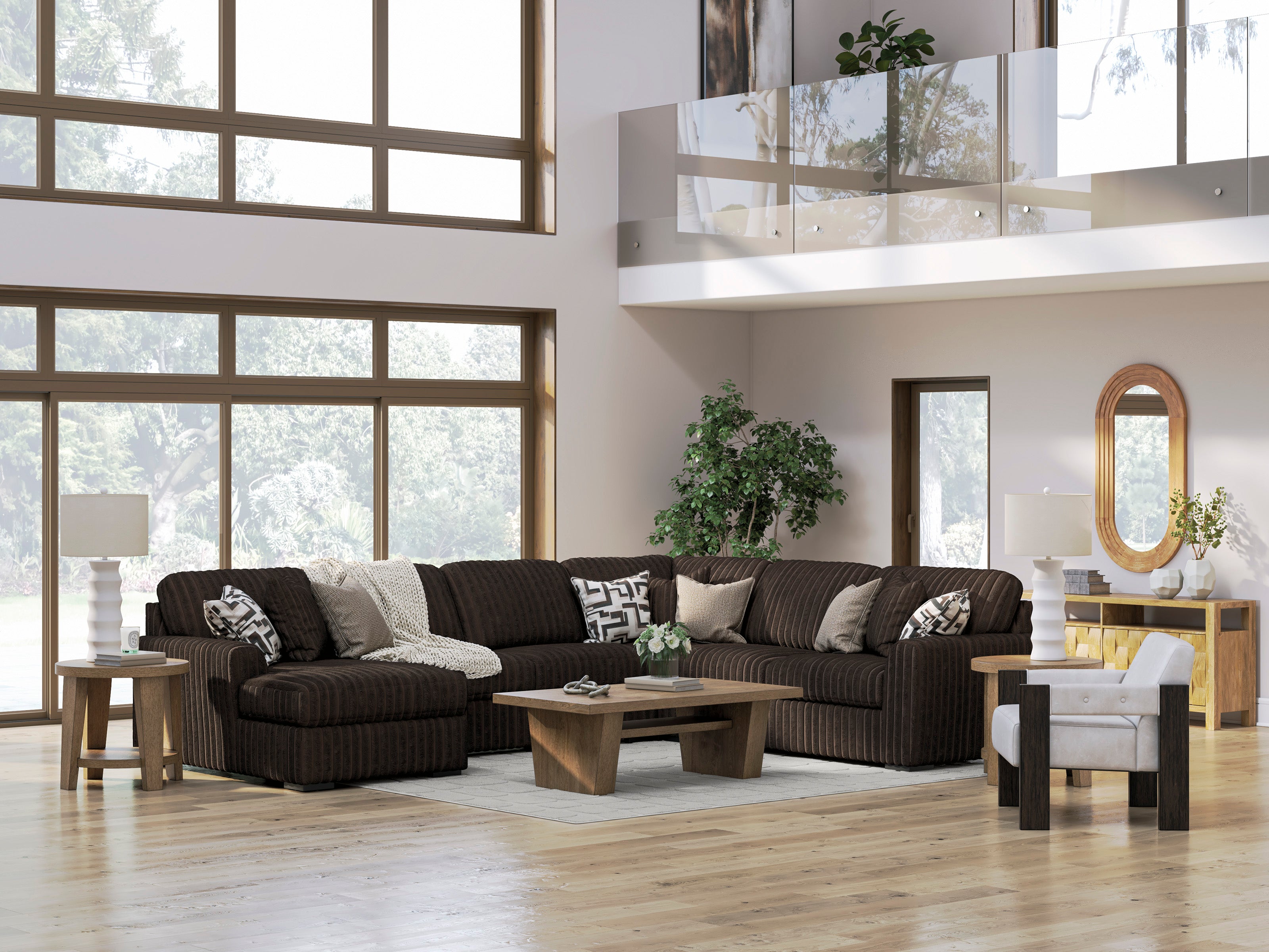 Midnight Madness 6 Seater LHF Corner Chaise Lounge Chocolate
