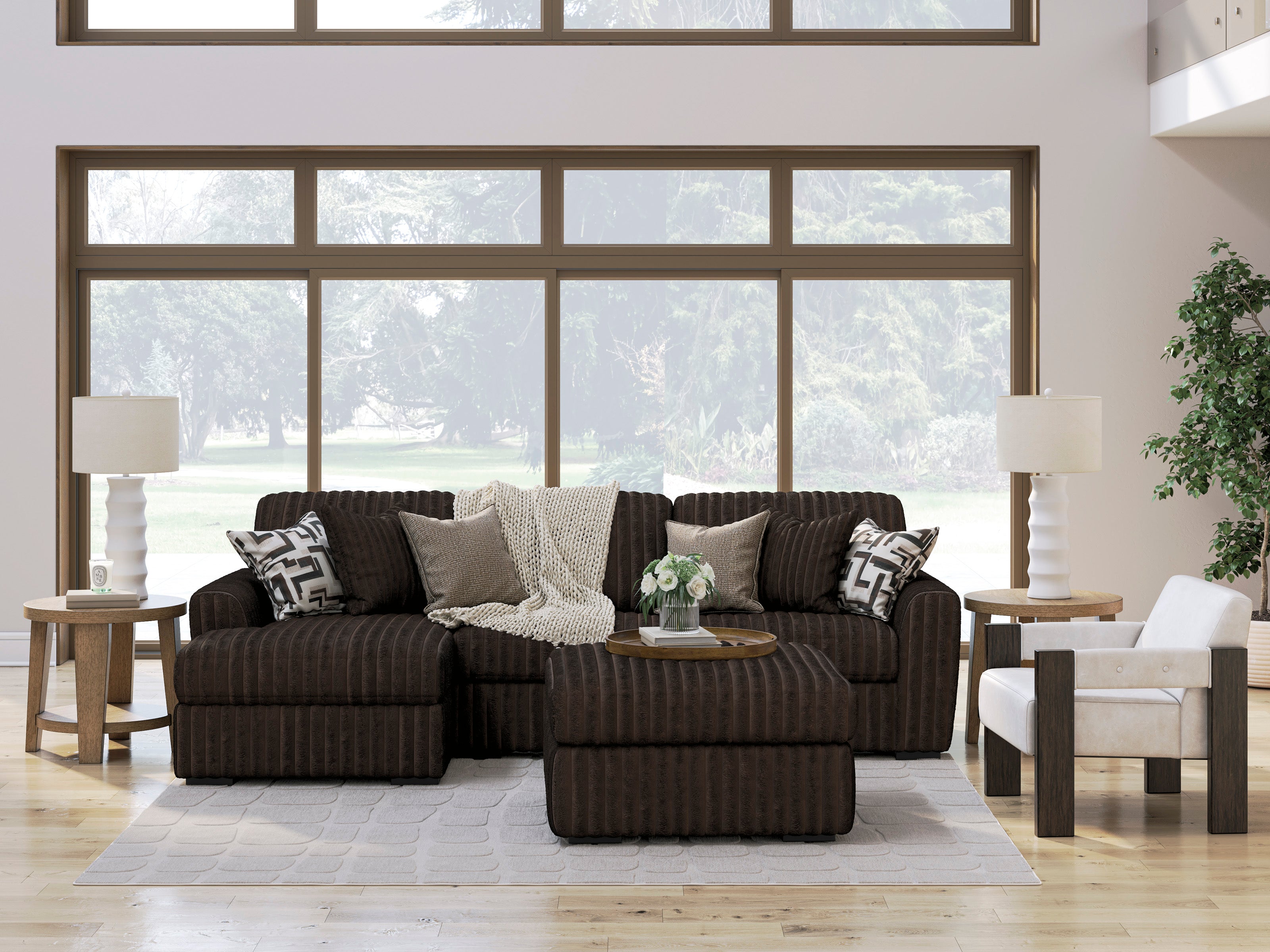 Midnight Madness 3 Seater LHF Chaise Lounge Chocolate