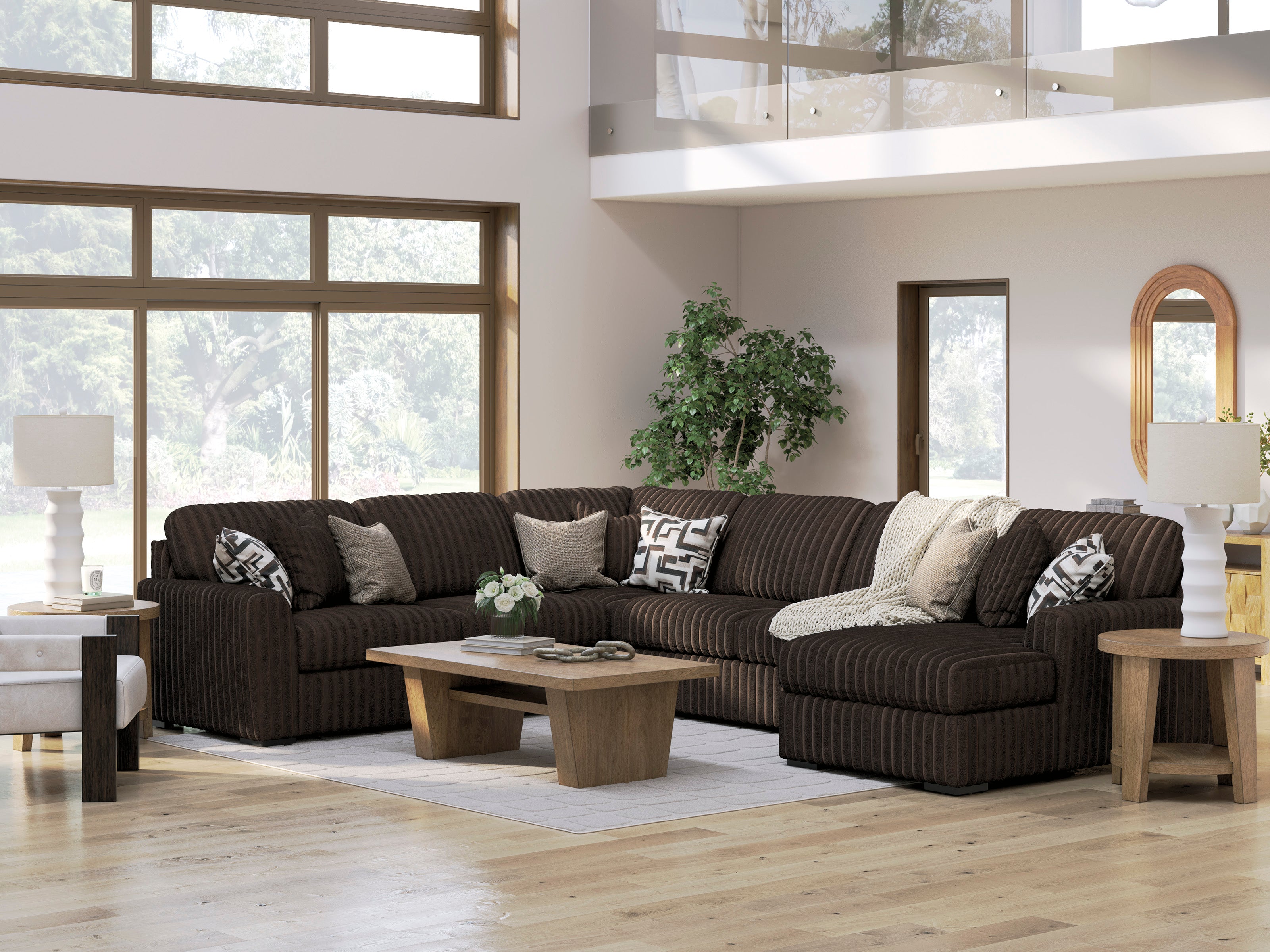 Midnight Madness 6 Seater RHF Corner Chaise Lounge Chocolate