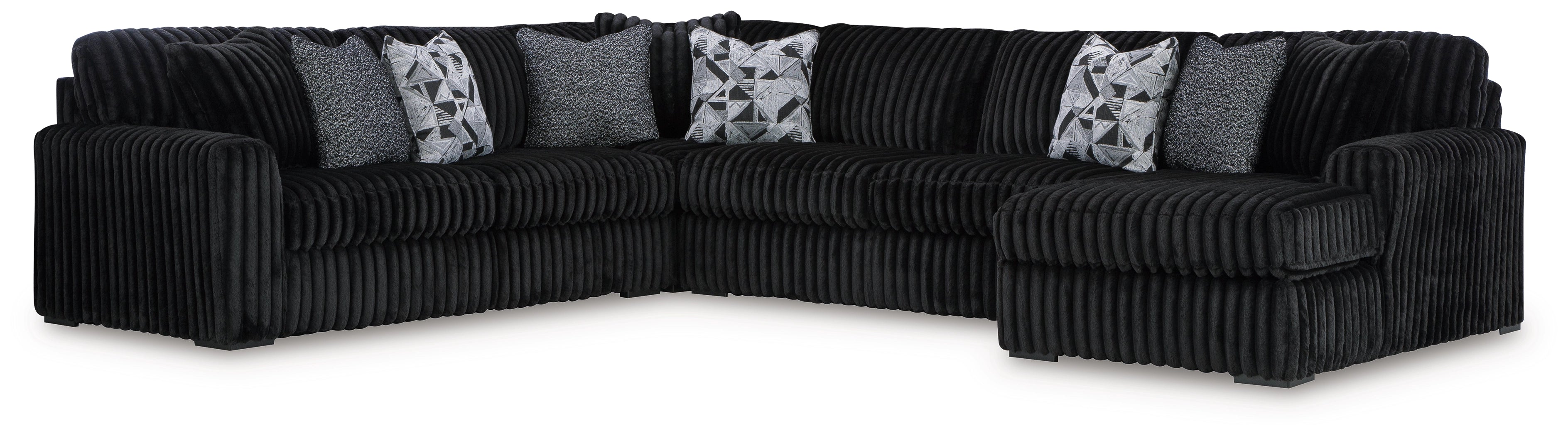 Midnight Madness 6 Seater RHF Corner Chaise Lounge Onyx