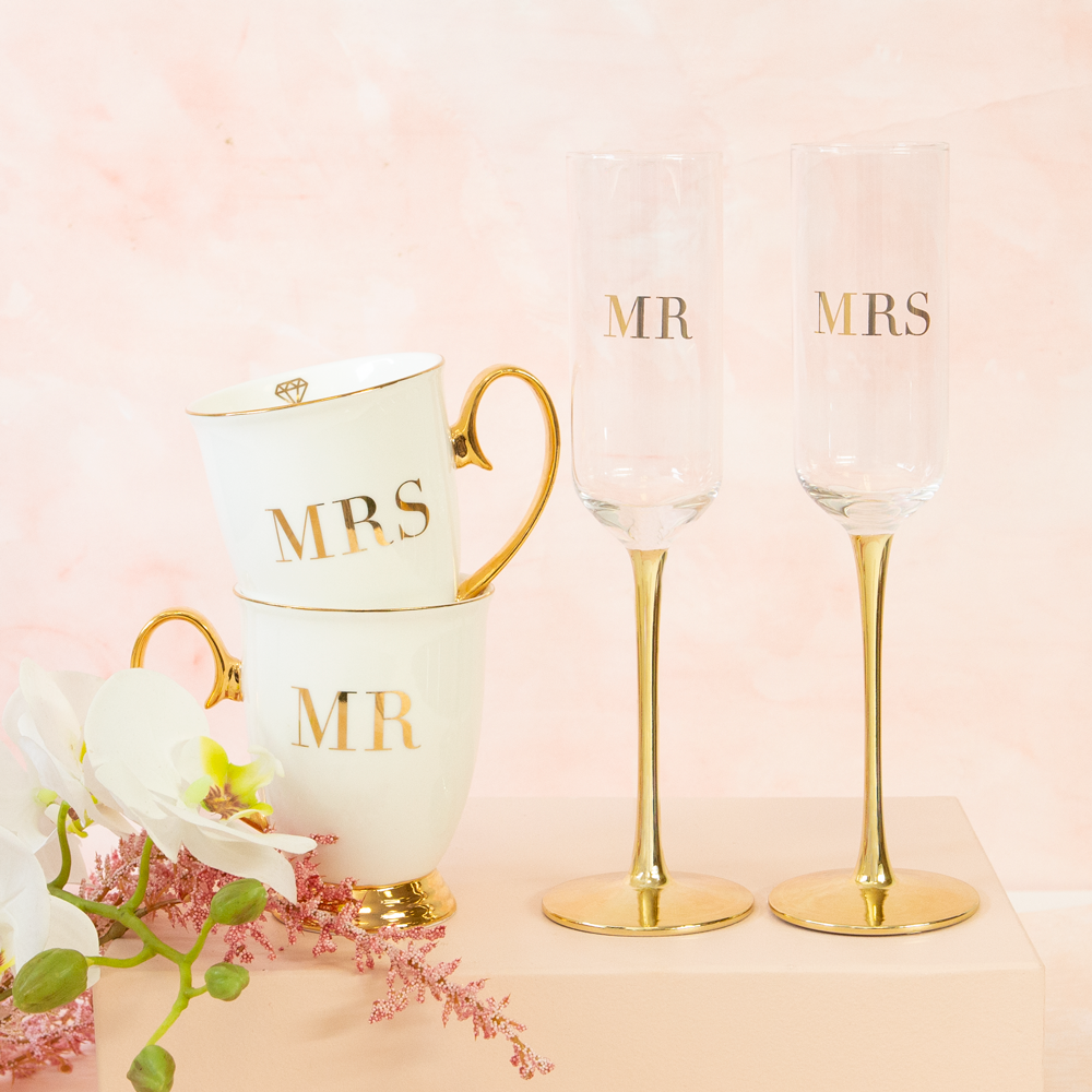 Champagne Flutes Crystal MR & MRS - Set of 2