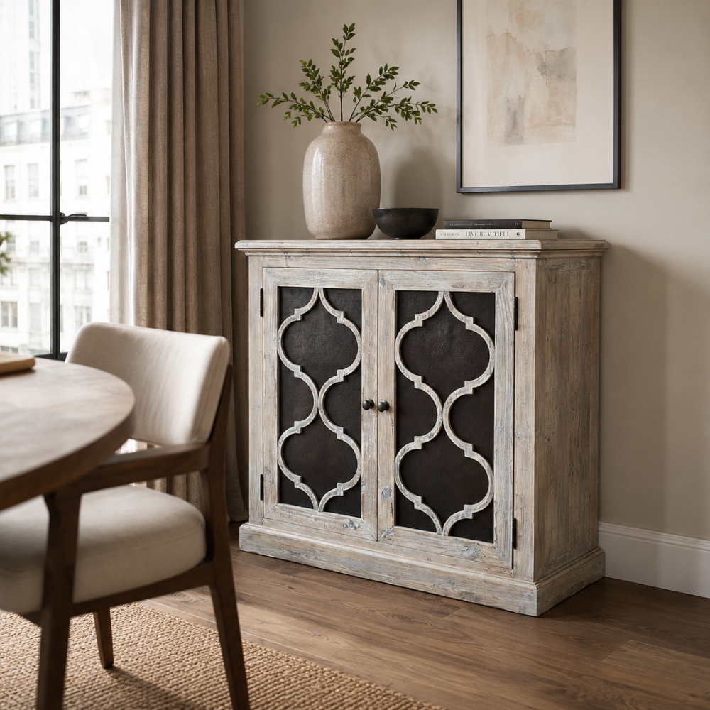 Mulia 2 Door Recycled Timber Buffet Cabinet – Greywashed