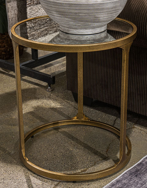 Korajane Round Side Table – Antique Gold