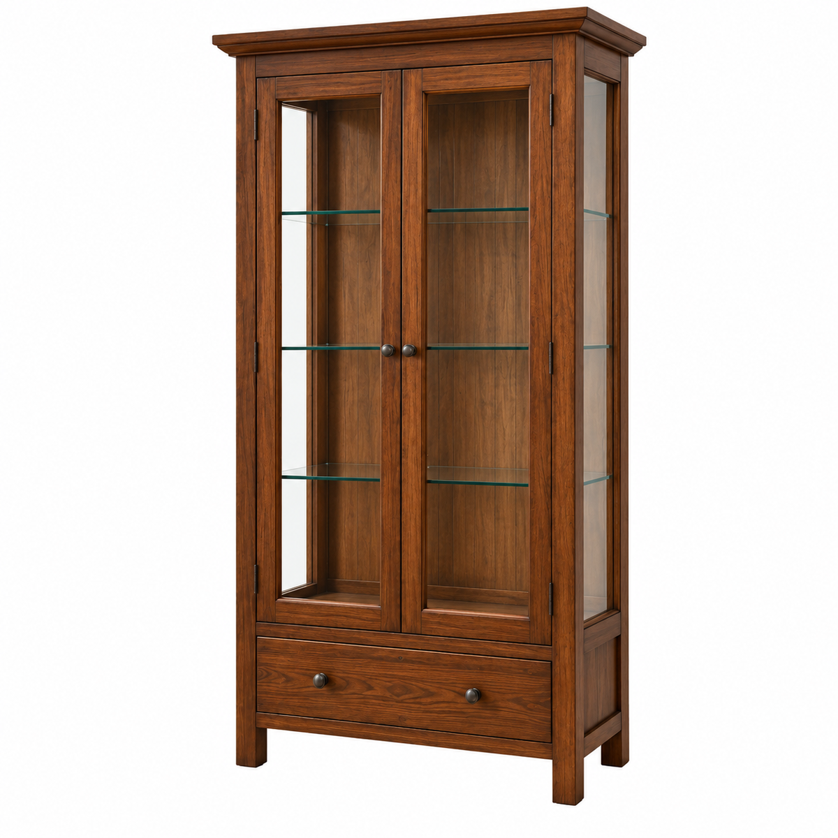 New Age Monash Glass Cabinet - Dark Oak
