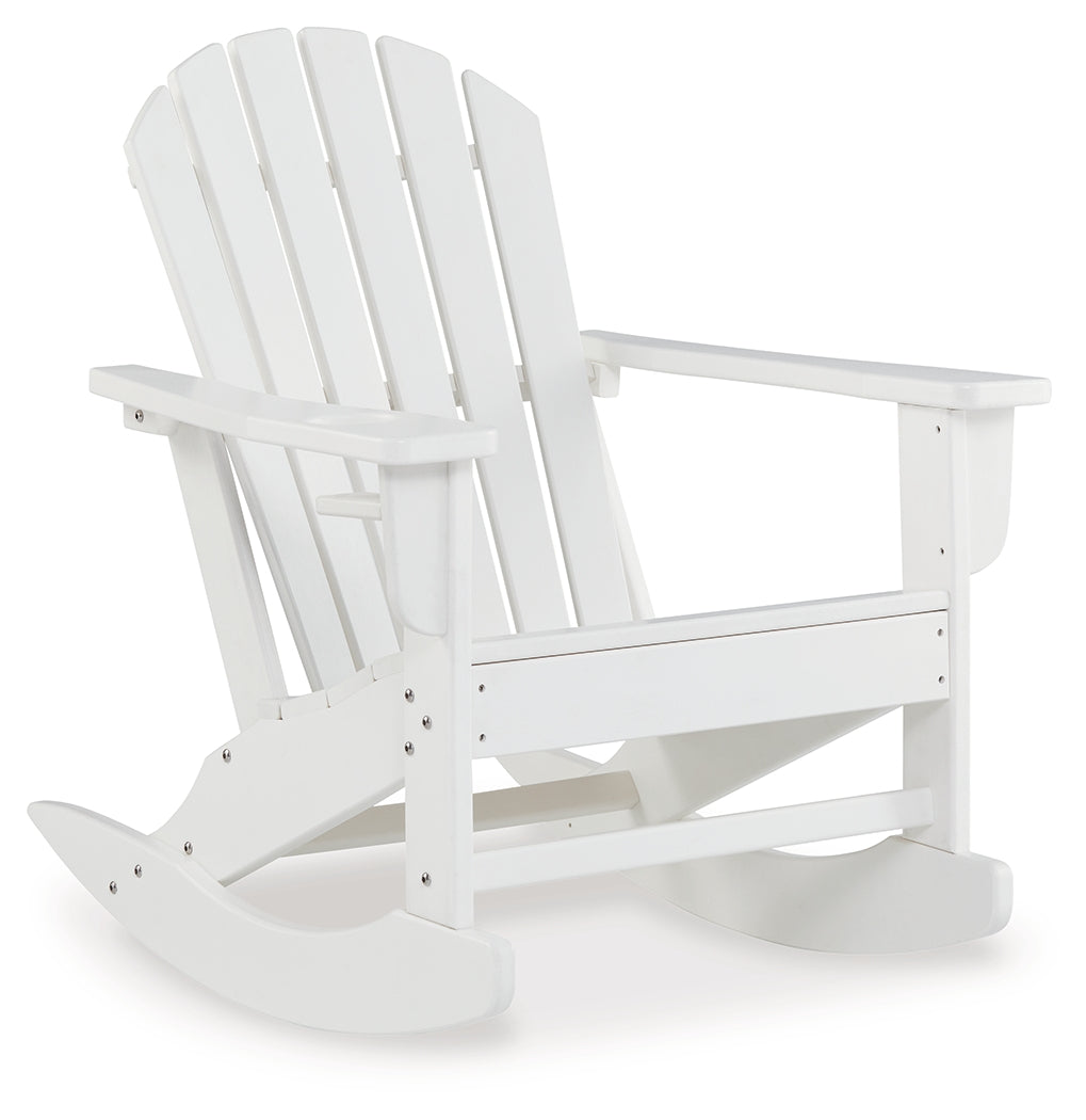 Sundown Treasure White Outdoor Rocking Chair with Cup Holder
