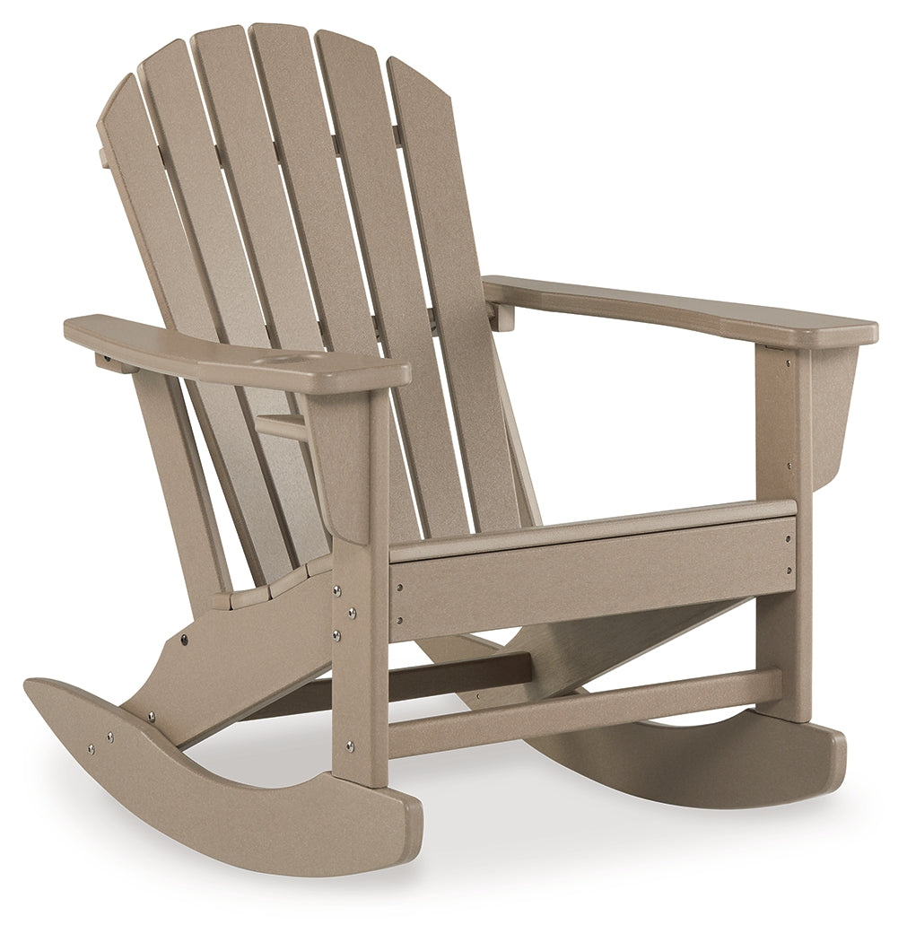 Sundown Treasure Driftwood Outdoor Rocking Chair with Cup Holder