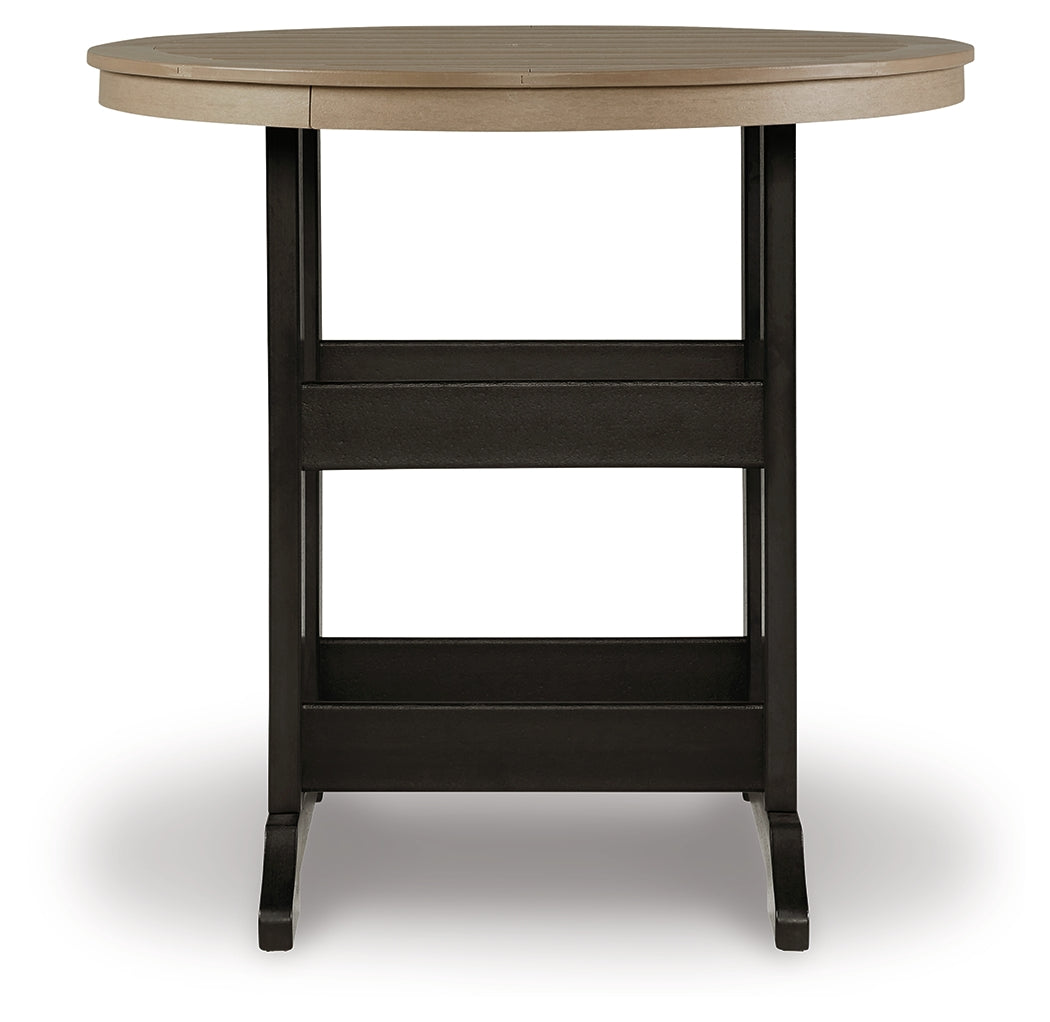 Fairen Trail Outdoor Round Bar Table – Driftwood & Black