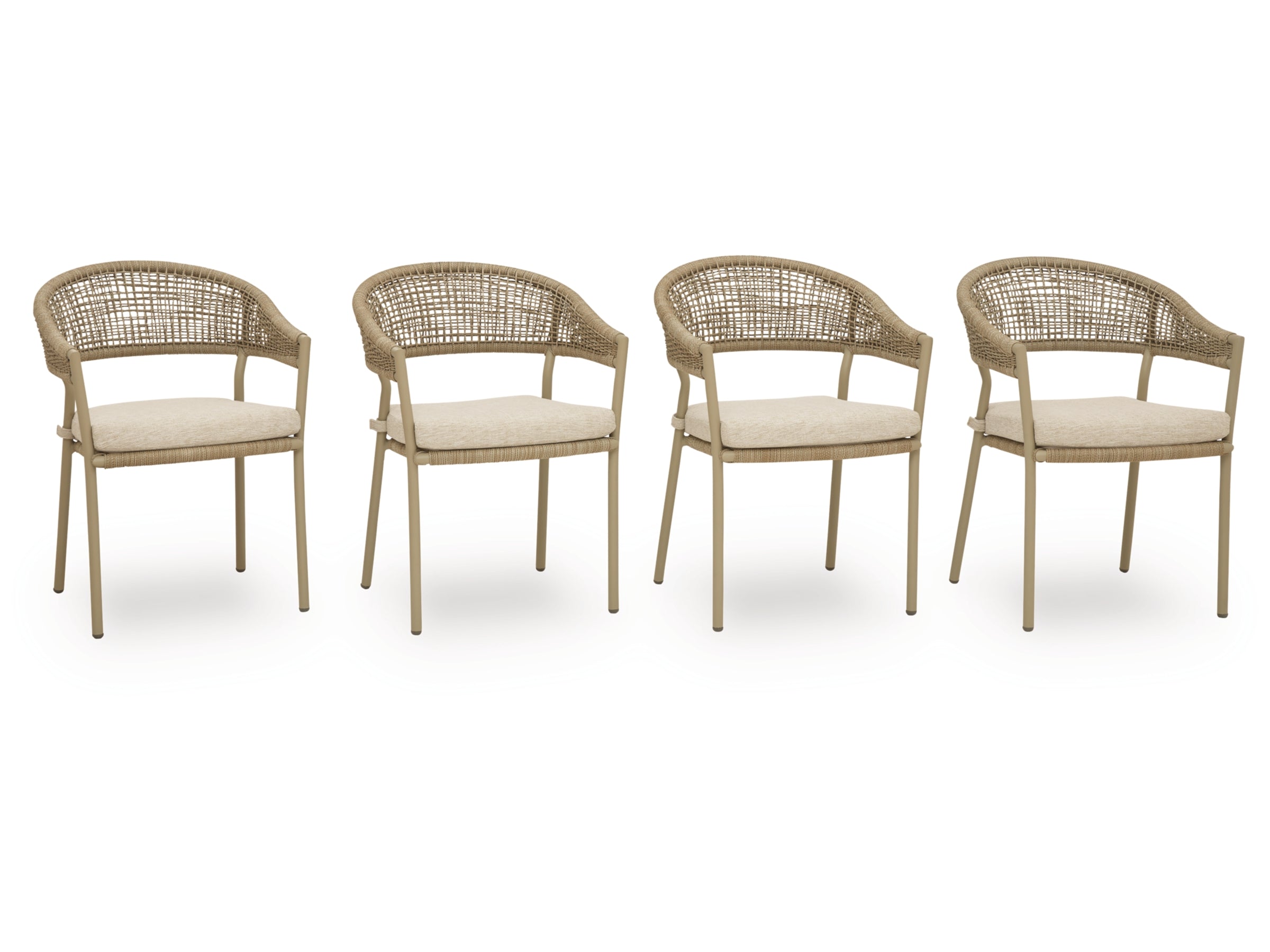 Ocean Park Outdoor Arm Chairs with Cushions (Set of 4) – Natural