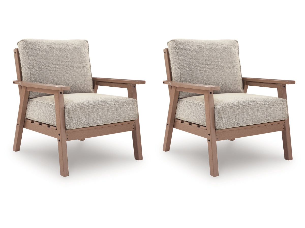 Cliffs Beach Outdoor Lounge Chairs with Cushions (Set of 2) – Driftwood