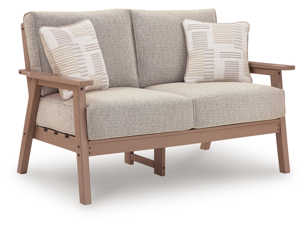 Cliffs Beach Outdoor Loveseat with Cushion – Driftwood