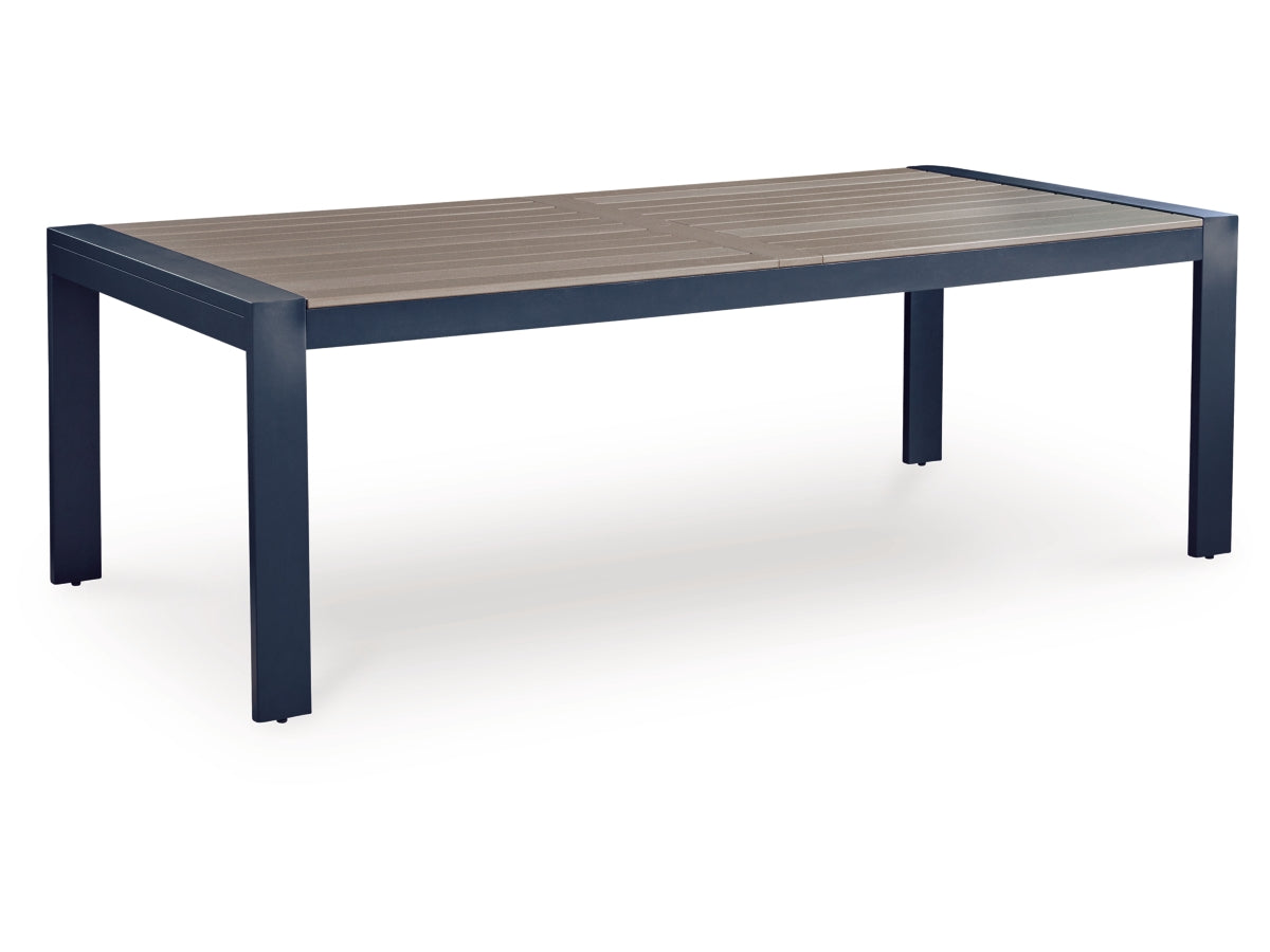 Mabry Shores Outdoor Dining Table – Navy Blue / Driftwood
