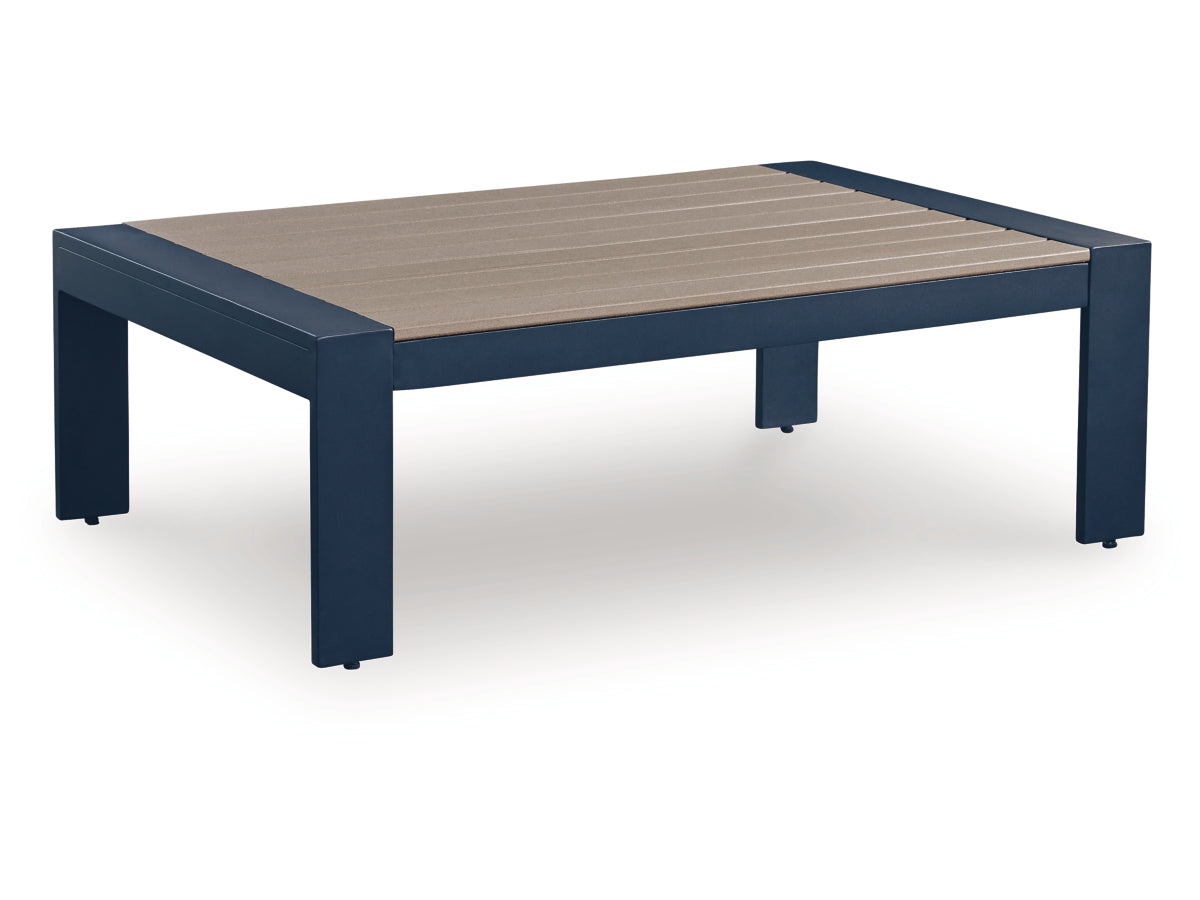 Mabry Shores Outdoor Coffee Table – Navy Blue / Driftwood