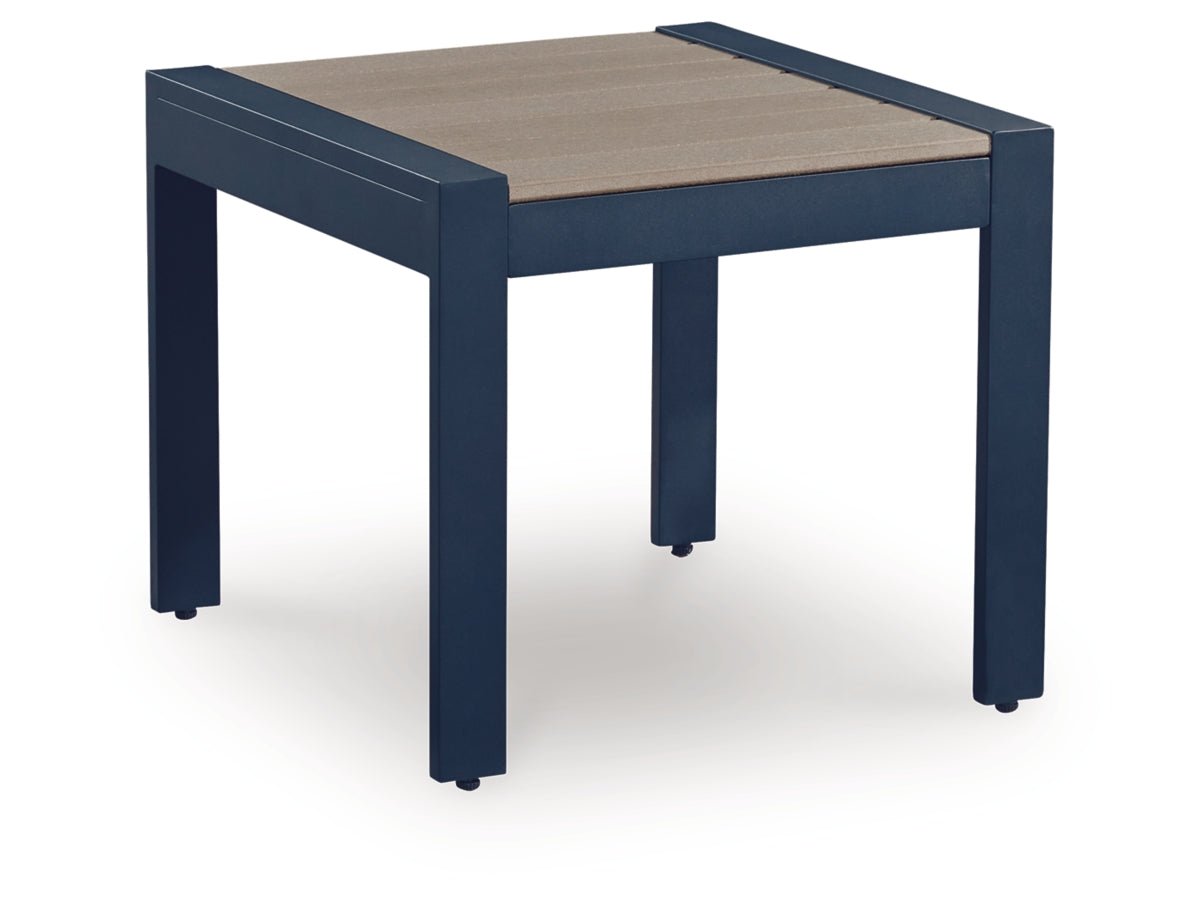 Mabry Shores Outdoor End Table – Navy Blue / Driftwood