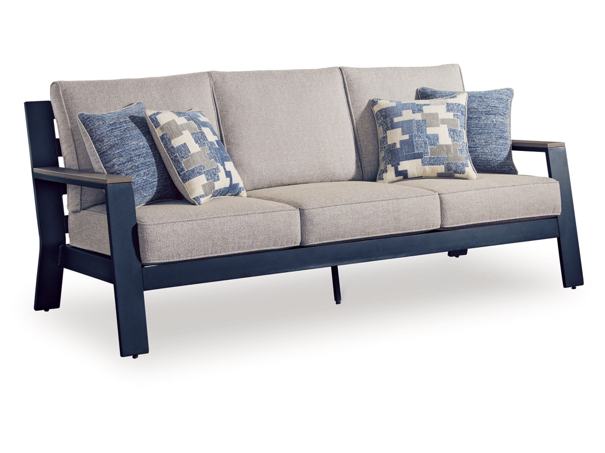 Mabry Shores Outdoor Sofa with Cushion – Navy Blue / Driftwood