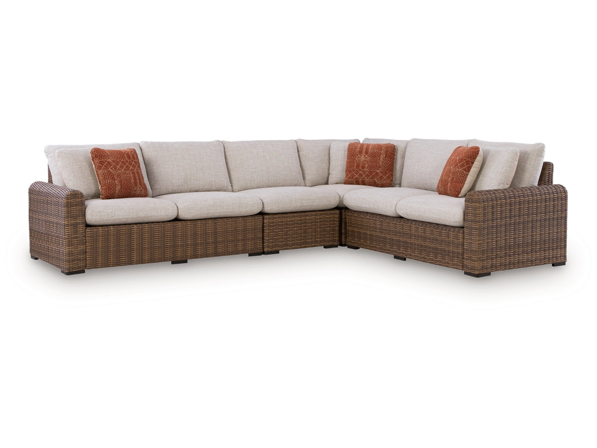 Angel Island 4-Piece Outdoor Sectional – Beige / Brown