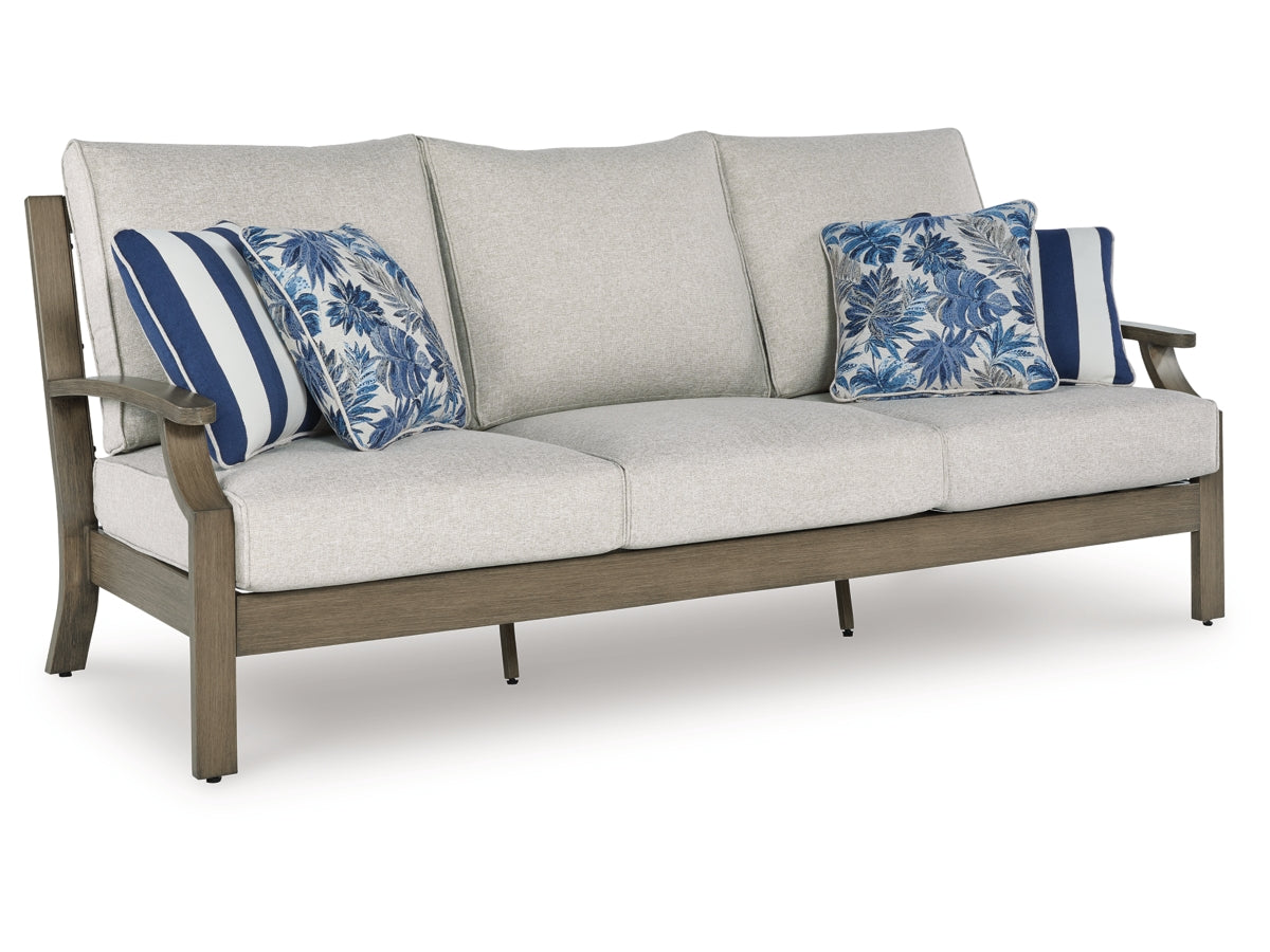 Rainier Ranch Outdoor 3-Seater Sofa with Nuvella Cushions – Brown/Beige