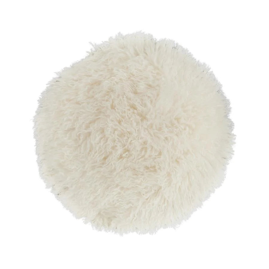 Pelaje 40cm Round Faux Fur Cushion – Ivory
