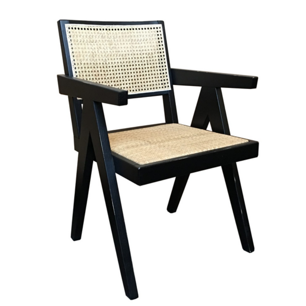 Portland Armchair – Black Elmwood & Rattan