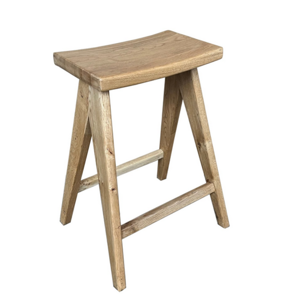 Portland 65cm Stool – Elm Top & Reclaimed Elm Legs