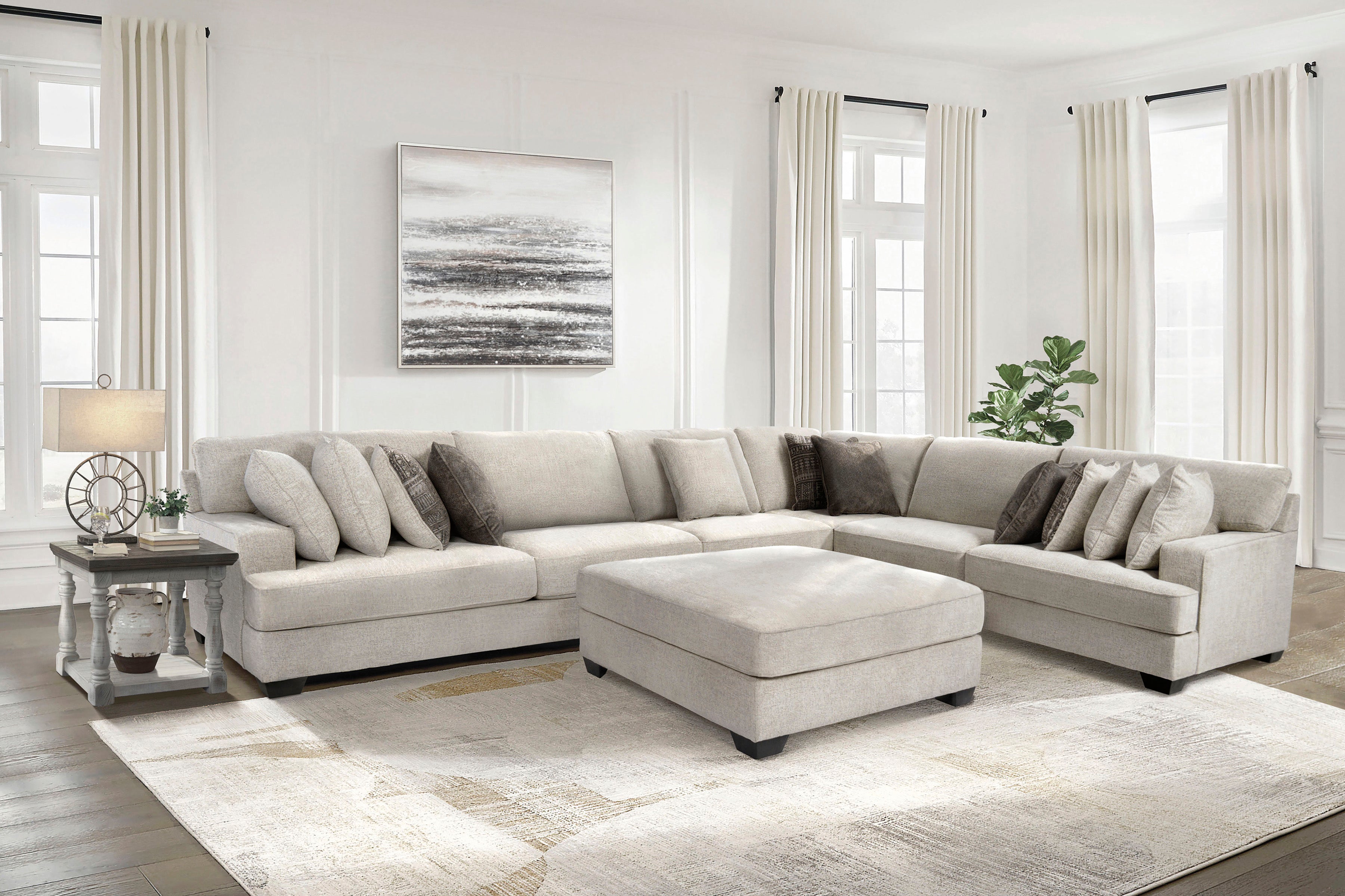 Rawcliffe Oversized Ottoman - Stone