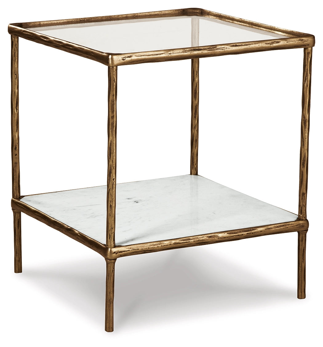 Ryandale Side Table Antique Brass Finish