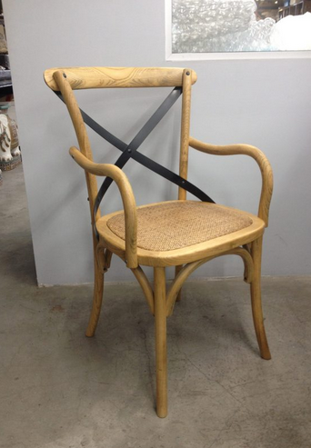 Chicago Cross-Back Chair with Arm Rests - Natural & Black