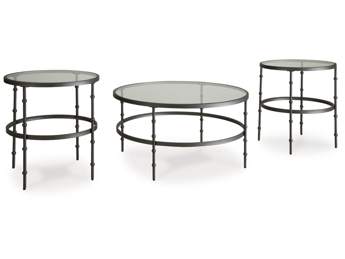 Kellyco 3-Piece Coffee Table Set – Gunmetal & Glass