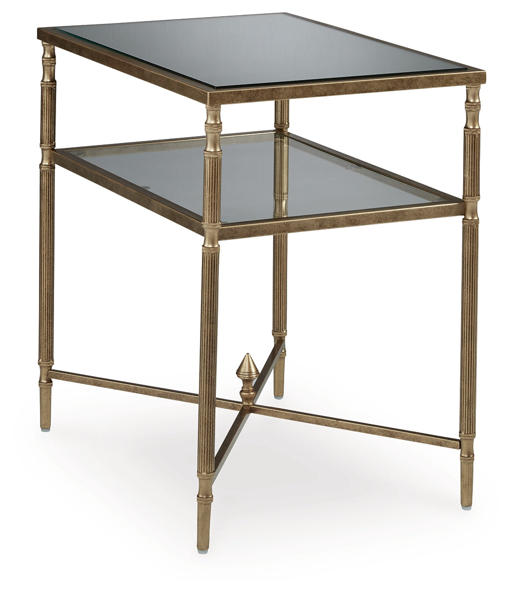 Cloverty Side Table with Mirrored Top in Aged Gold Finish