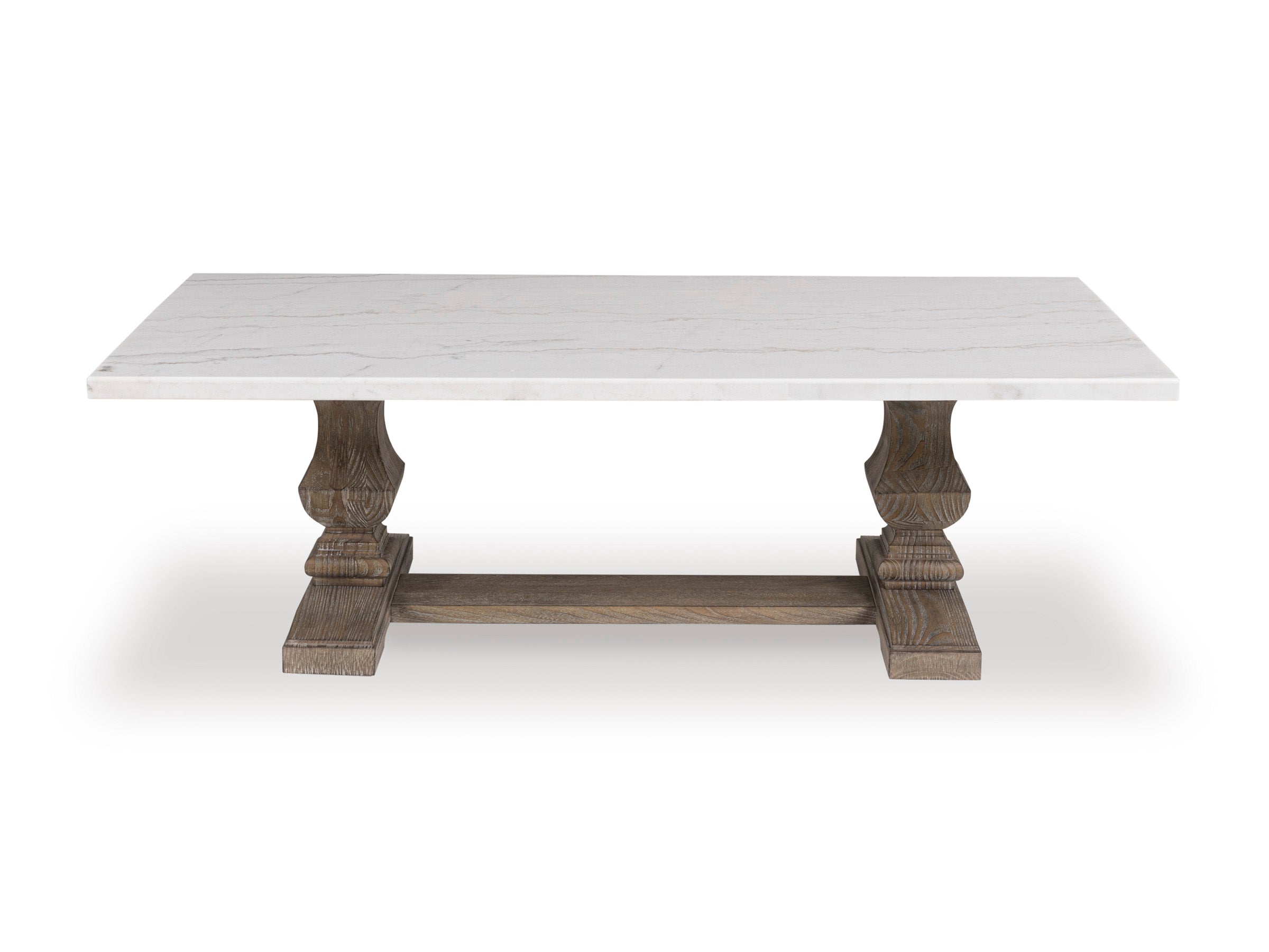 Johnelle Marble-Top Coffee Table with Rustic Timber Base