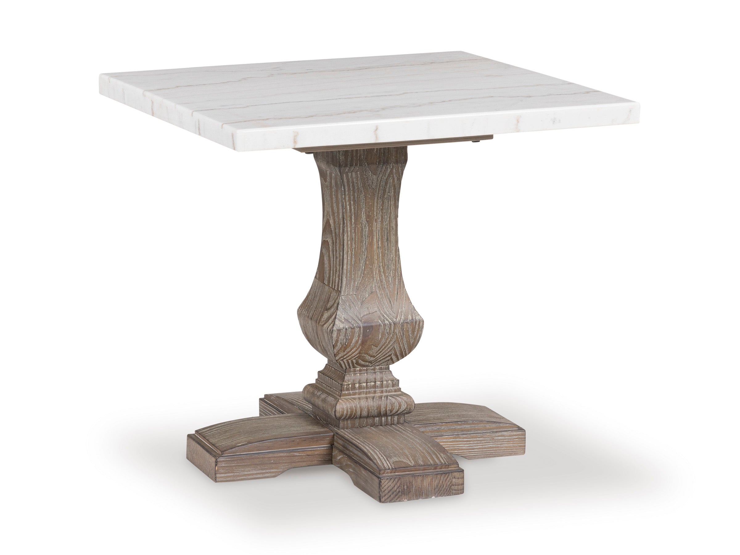 Johnelle Marble-Top Side Table with Sculpted Timber Base