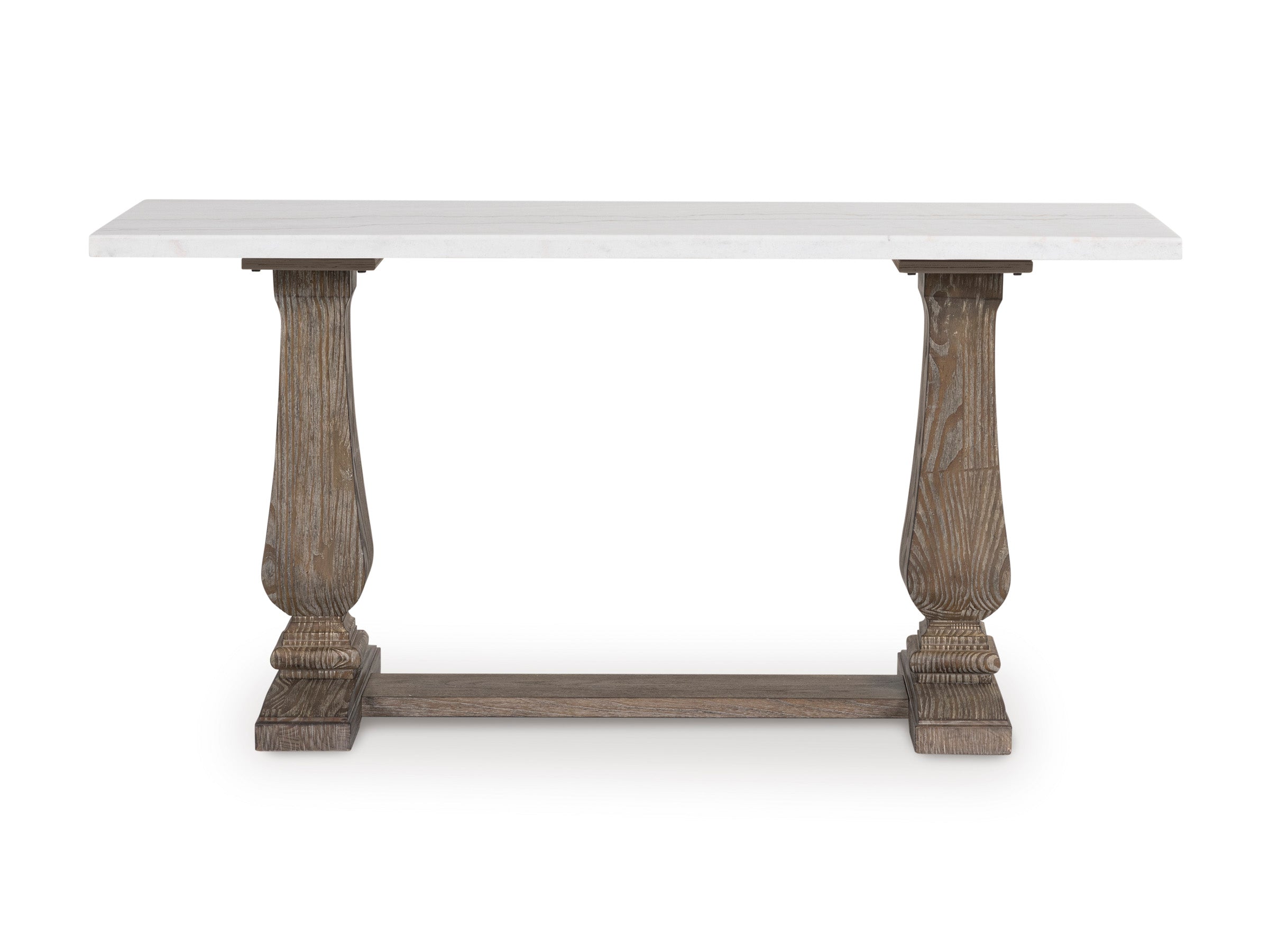 Johnelle Marble-Top Hall Table with Sculpted Timber Legs