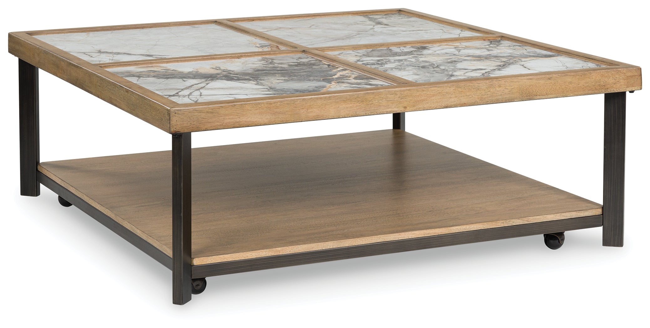 Montia Coffee Table with Sintered Stone Top – Natural Wood & Black