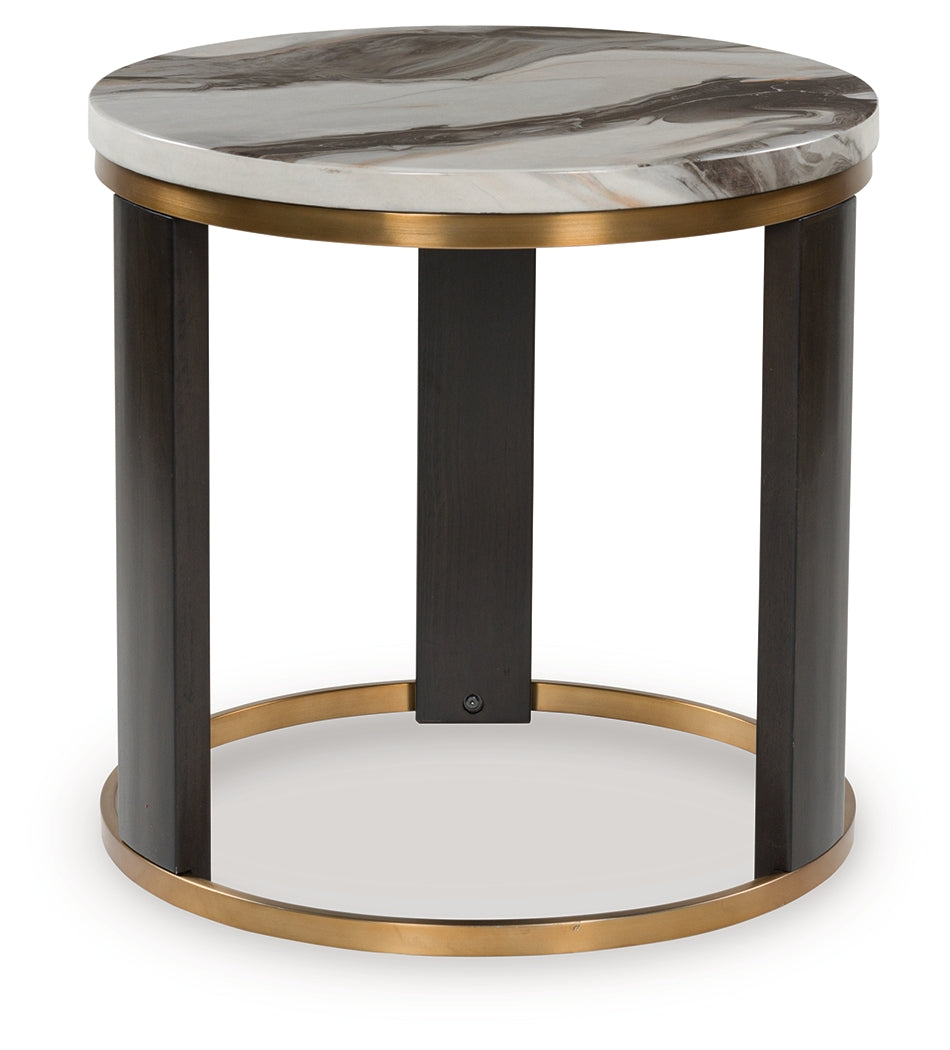 Jazmore Side Table – Brown & Brass Finish