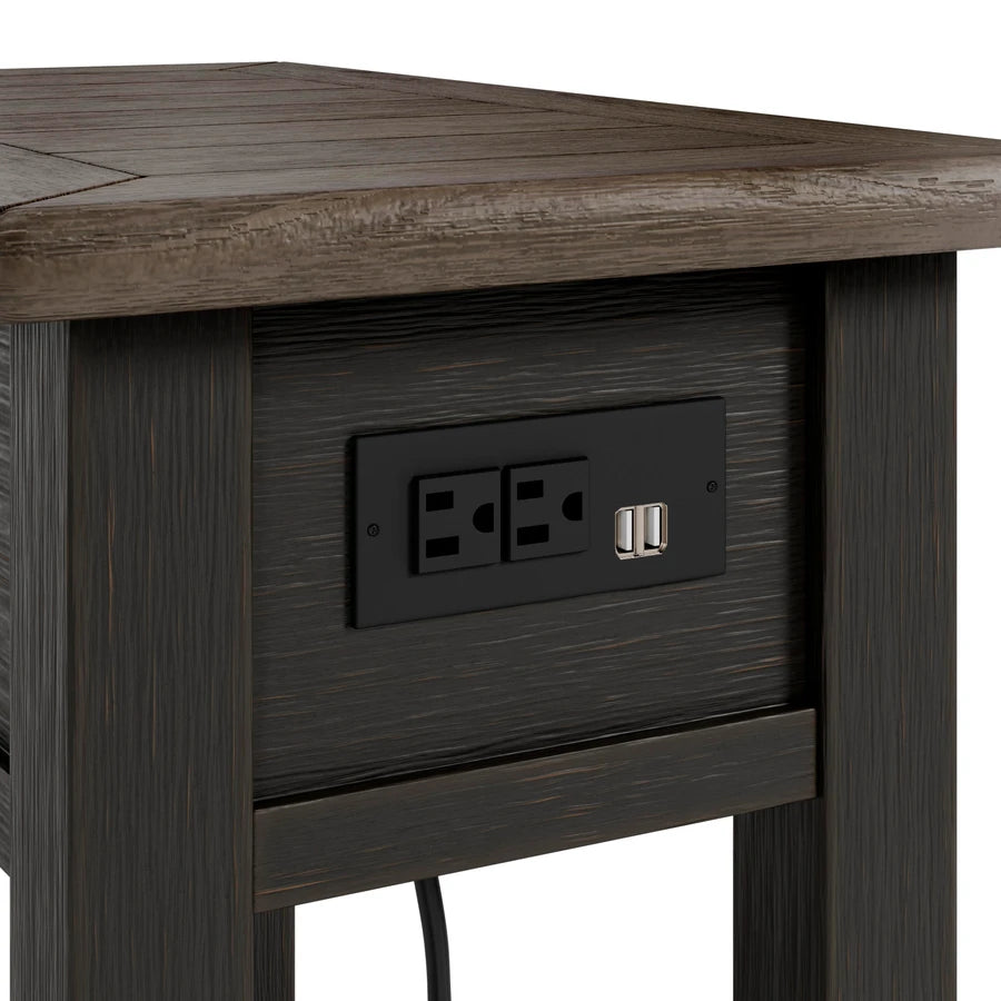 Tyler Creek Side Table – Grayish Brown / Black