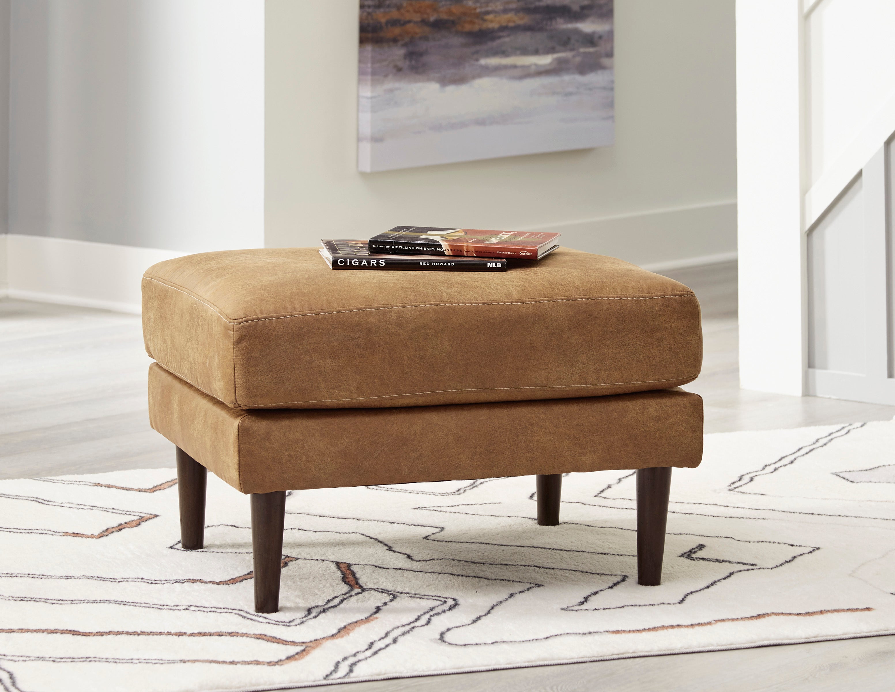 Telora Ottoman in Caramel Fabric