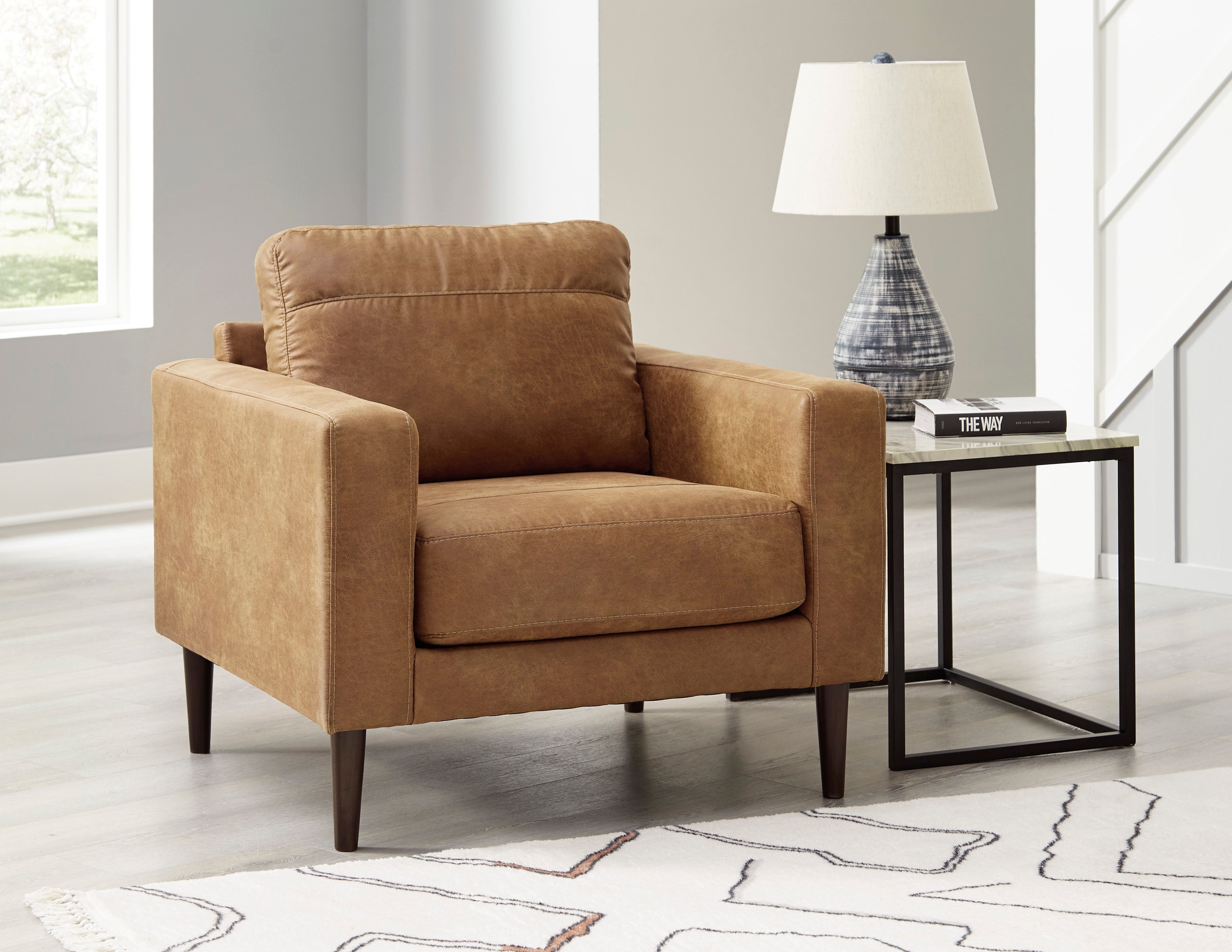 Telora Sofa Armchair in Caramel Fabric