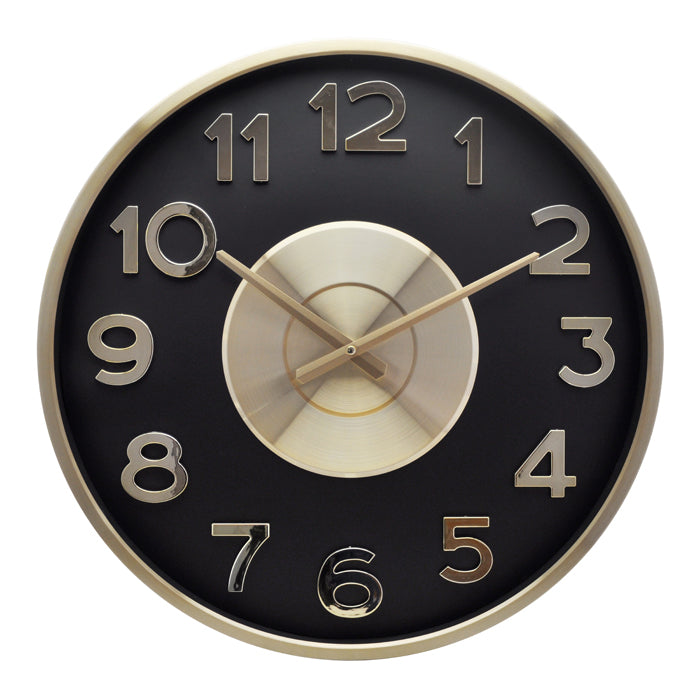 Perth 50cm Aluminium Wall Clock – Black & Gold