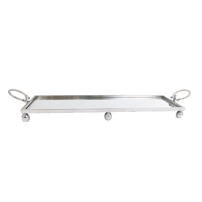 Dover Large Rectangular Iron Mirror Tray – Silver
