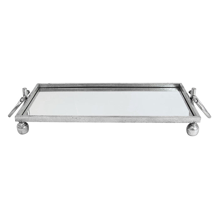 Dover Small Rectangular Iron Mirror Tray – Silver