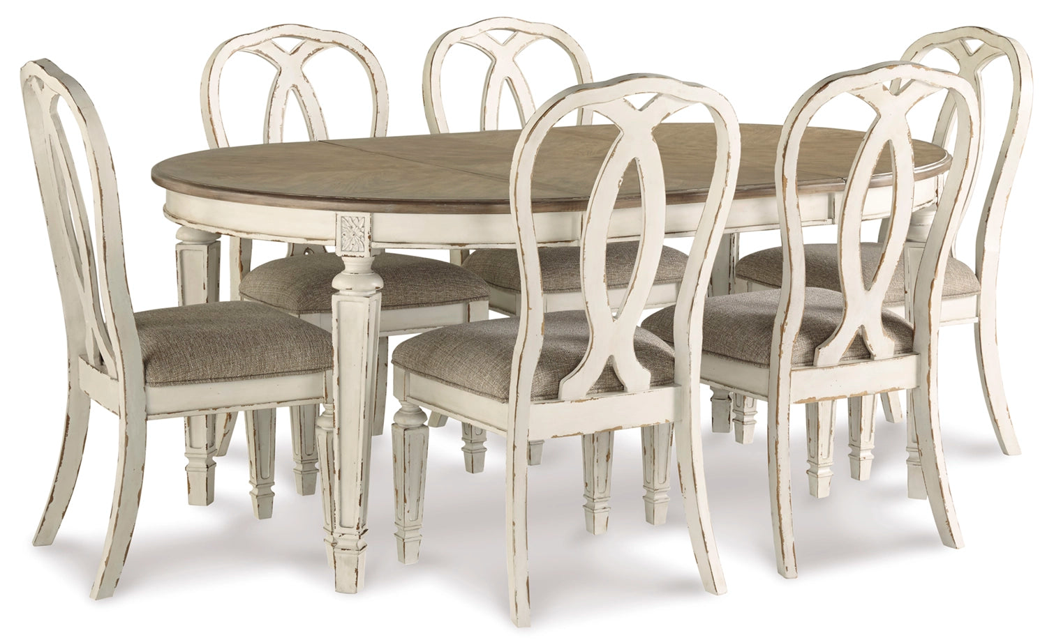 Realyn 7-Piece Oval Dining Set – Two-Tone with Round Back Chairs