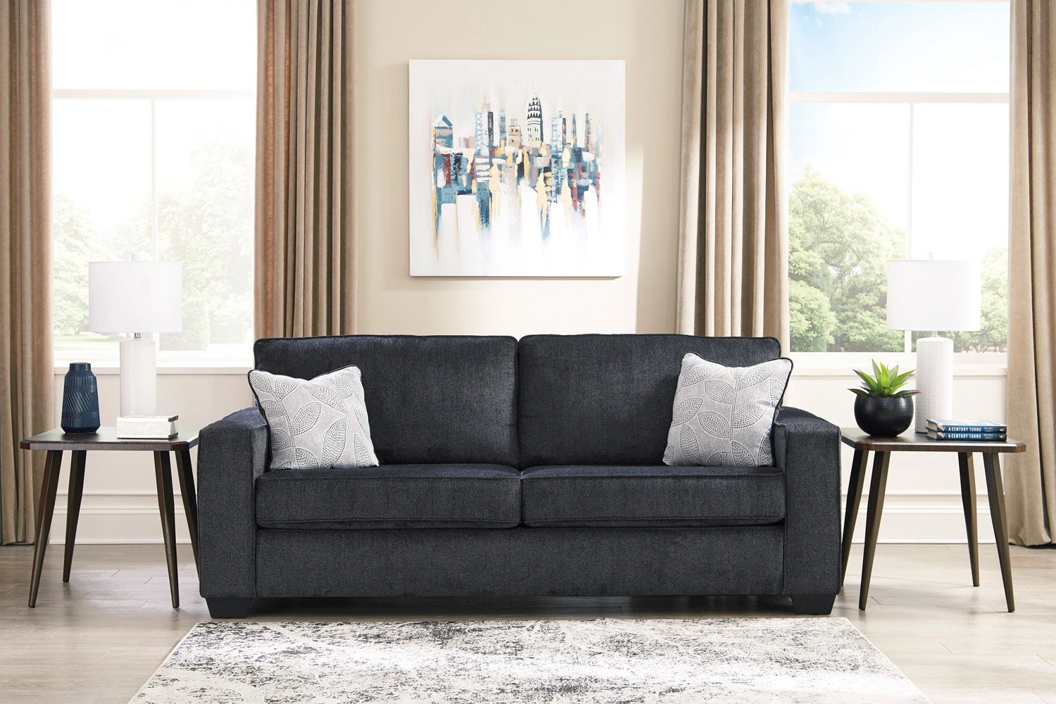 Altari 3+2 Sofa Pair in Slate Fabric